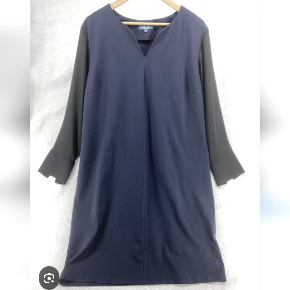 New Kelly By Clinton Kelly Navy and Black Long Sleeve Dress